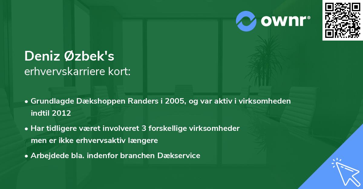 Deniz Øzbek's erhvervskarriere kort