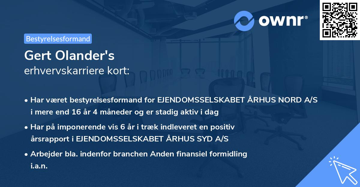 Gert Olander's erhvervskarriere kort