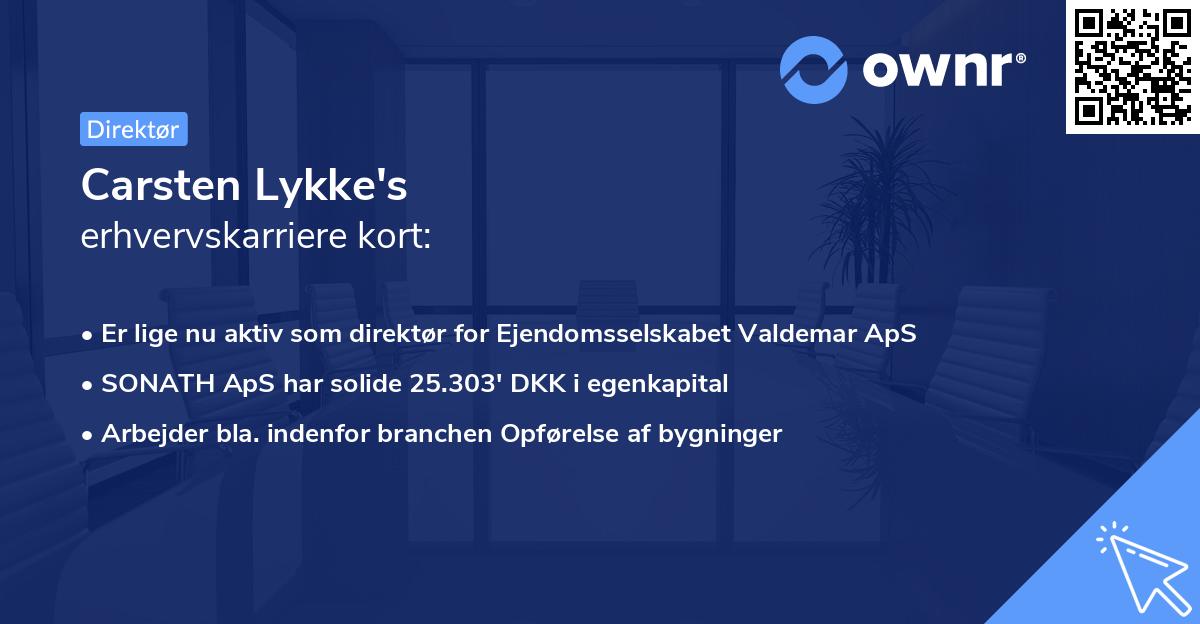 Carsten Lykke's erhvervskarriere kort