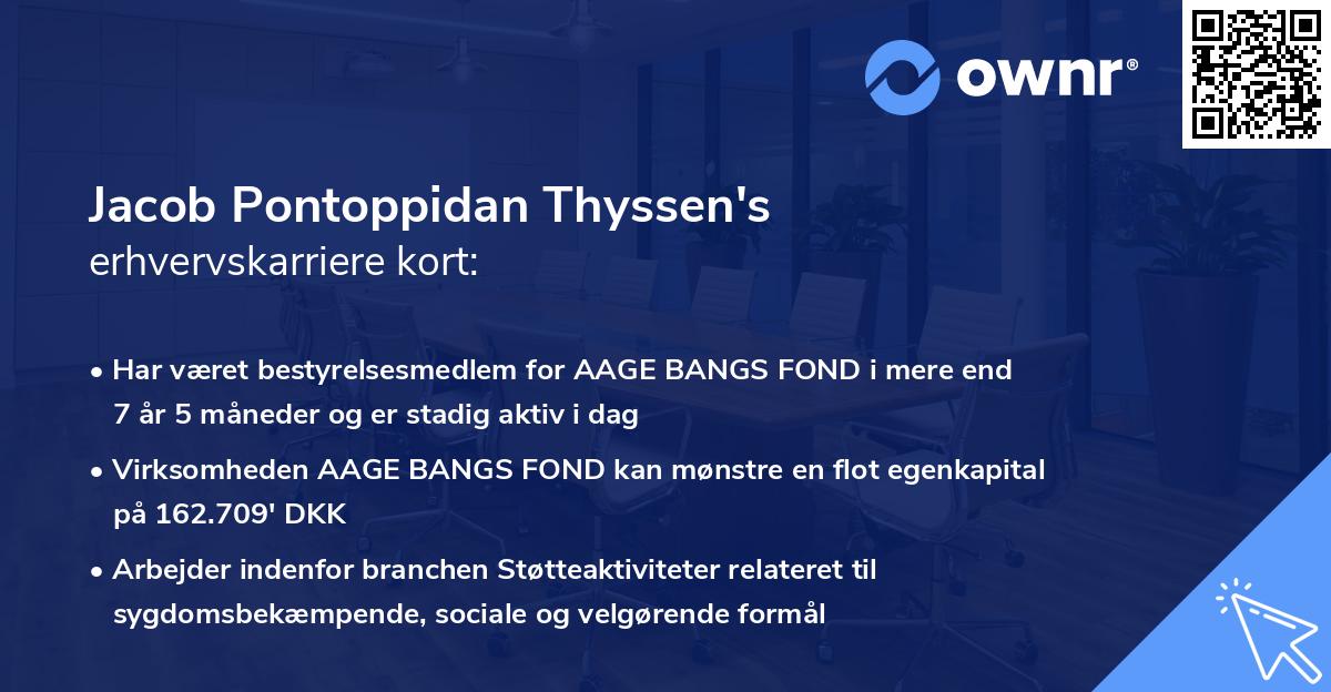 Jacob Pontoppidan Thyssen's erhvervskarriere kort