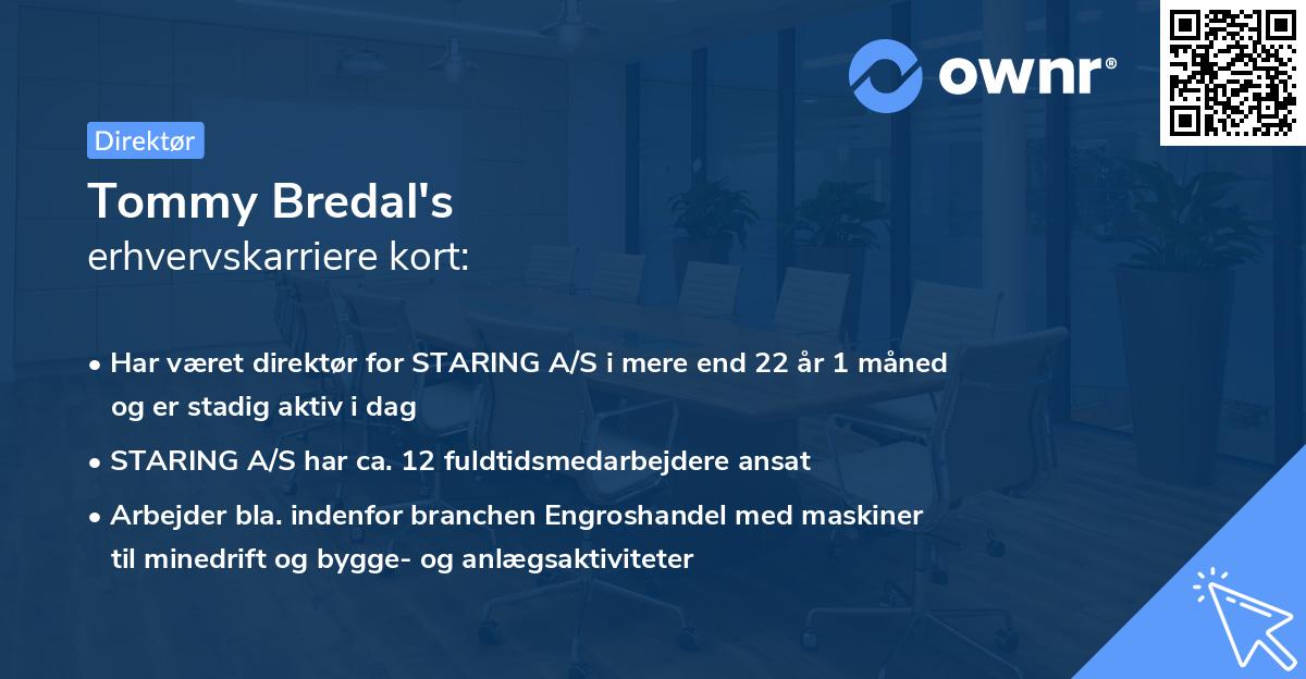 Tommy Bredal's erhvervskarriere kort