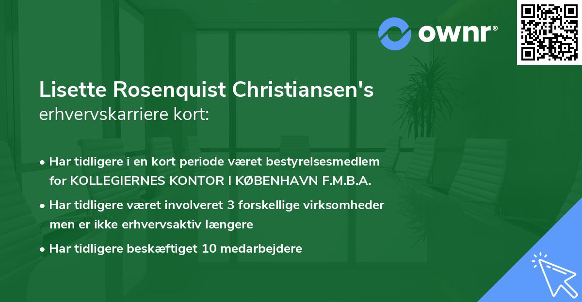 Lisette Rosenquist Christiansen's erhvervskarriere kort