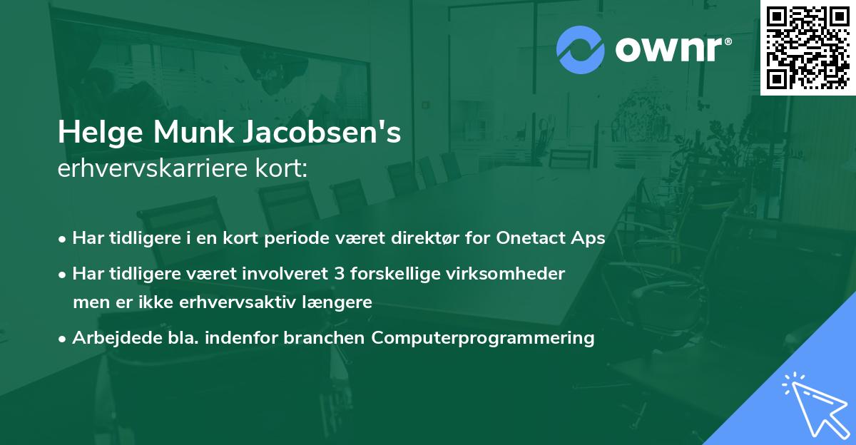 Helge Munk Jacobsen's erhvervskarriere kort