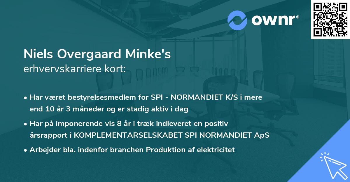 Niels Overgaard Minke's erhvervskarriere kort