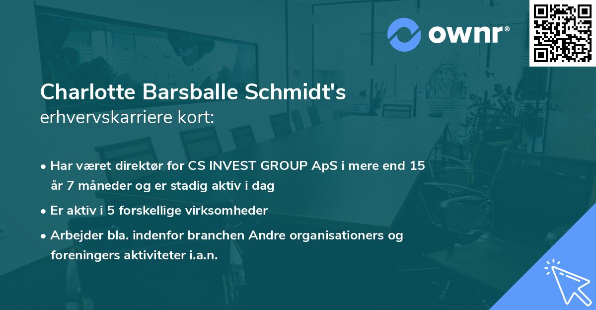 Charlotte Barsballe Schmidt's erhvervskarriere kort