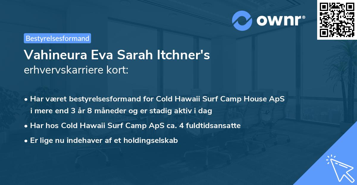 Vahineura Eva Sarah Itchner's erhvervskarriere kort