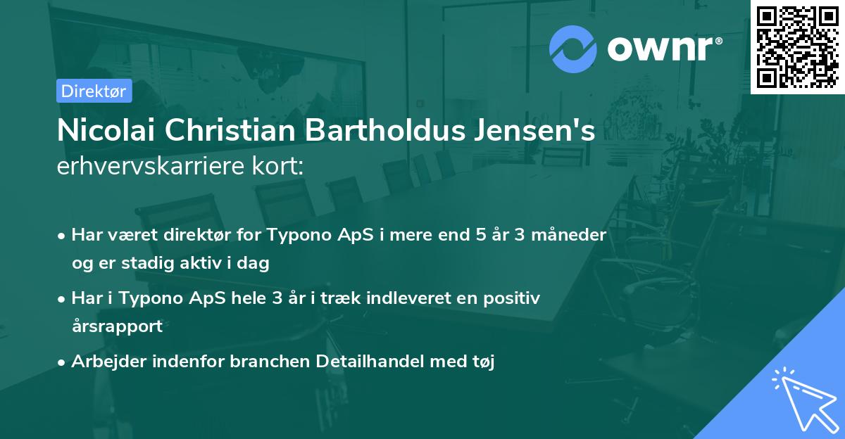 Nicolai Christian Bartholdus Jensen's erhvervskarriere kort