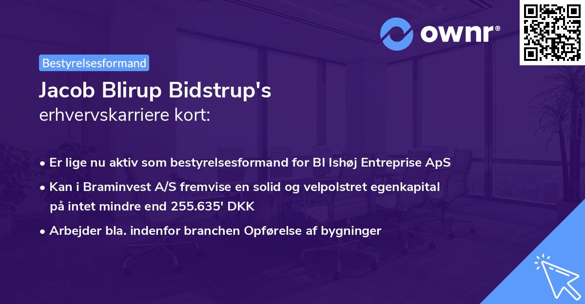 Jacob Blirup Bidstrup's erhvervskarriere kort