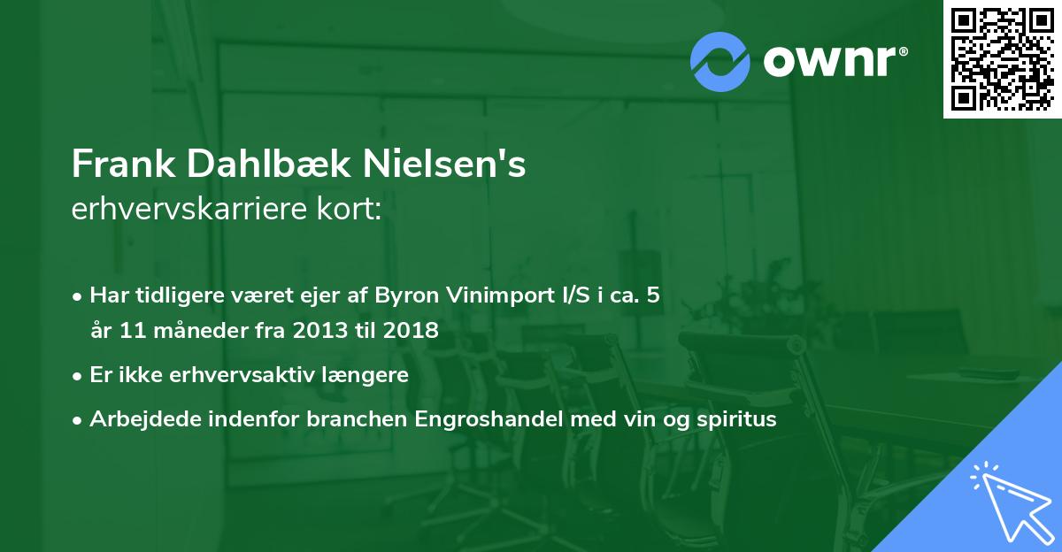 Frank Dahlbæk Nielsen's erhvervskarriere kort