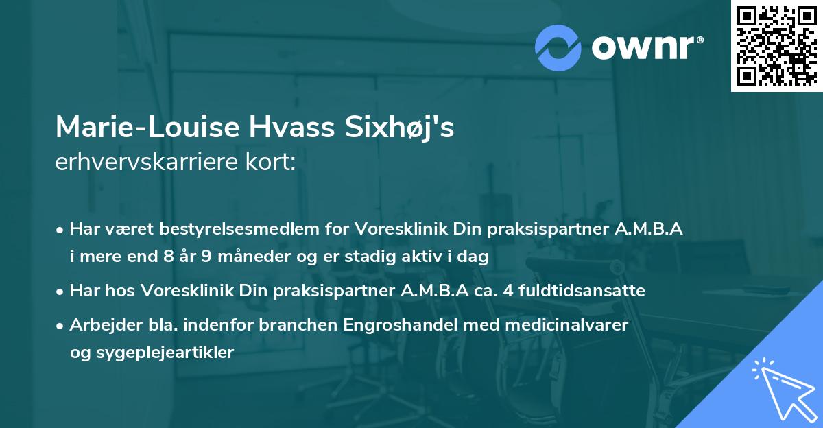 Marie-Louise Hvass Sixhøj's erhvervskarriere kort