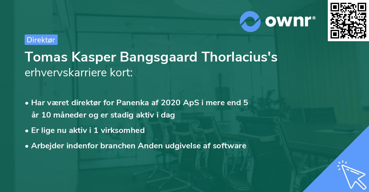 Tomas Kasper Bangsgaard Thorlacius's erhvervskarriere kort
