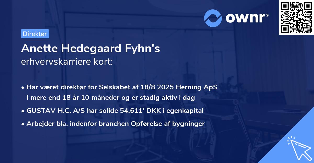 Anette Hedegaard Fyhn's erhvervskarriere kort