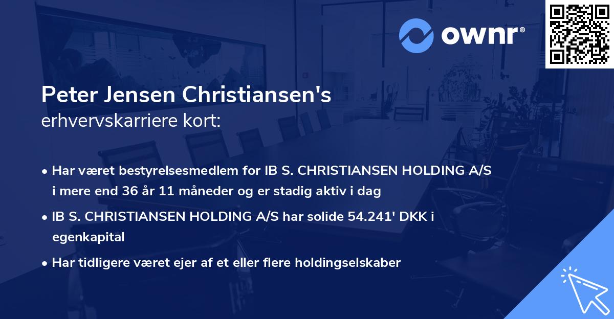 Peter Jensen Christiansen's erhvervskarriere kort