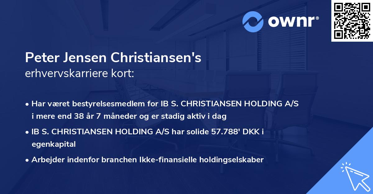 Peter Jensen Christiansen's erhvervskarriere kort