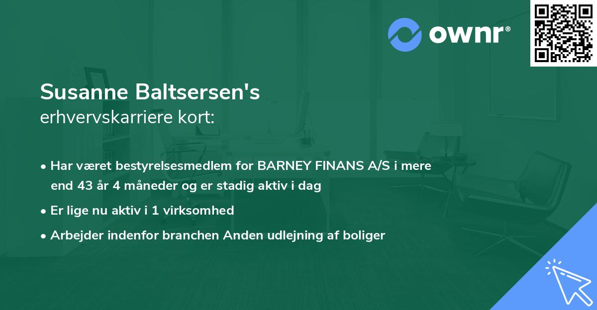 Susanne Baltsersen's erhvervskarriere kort