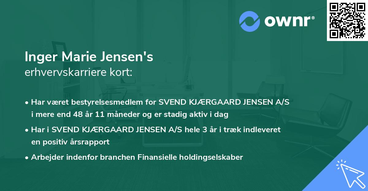 Inger Marie Jensen's erhvervskarriere kort