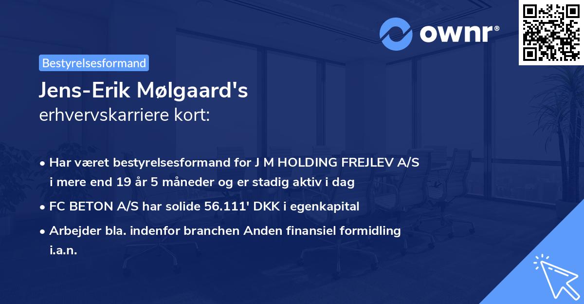 Jens-Erik Mølgaard's erhvervskarriere kort