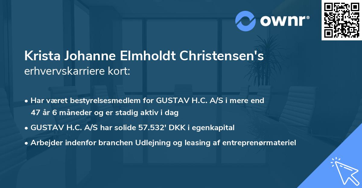 Krista Johanne Elmholdt Christensen's erhvervskarriere kort