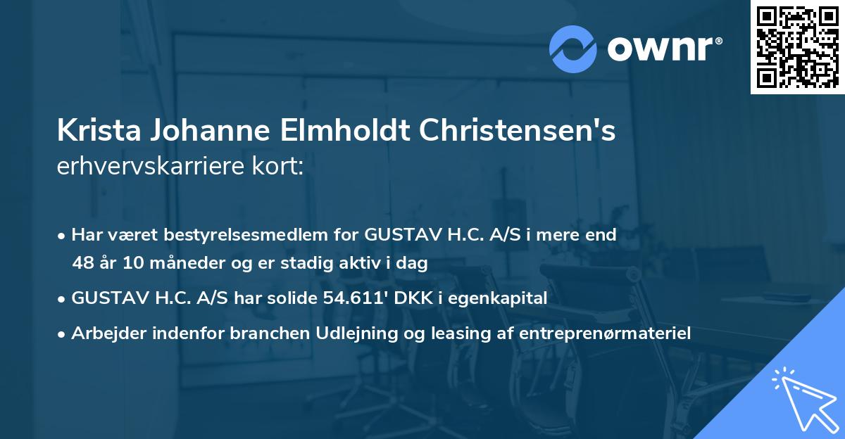 Krista Johanne Elmholdt Christensen's erhvervskarriere kort