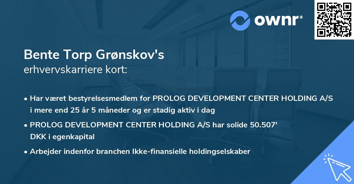 Bente Torp Grønskov's erhvervskarriere kort
