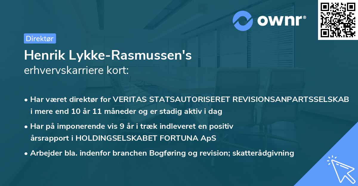 Henrik Lykke-Rasmussen's erhvervskarriere kort