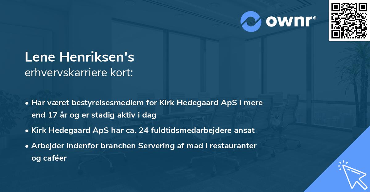 Lene Henriksen's erhvervskarriere kort