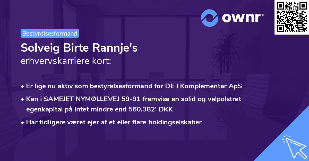 Solveig Birte Rannje's erhvervskarriere kort