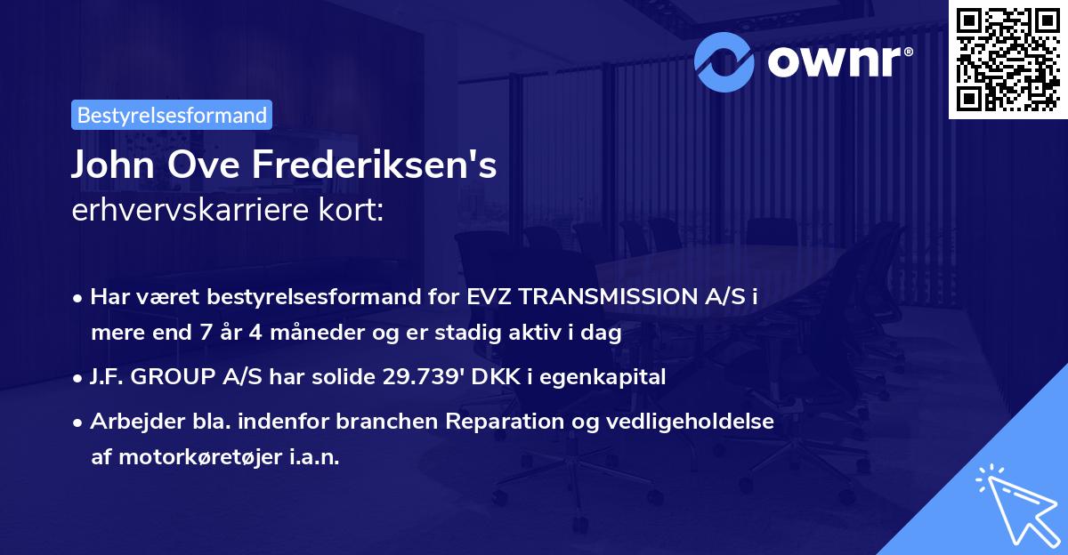 John Ove Frederiksen's erhvervskarriere kort