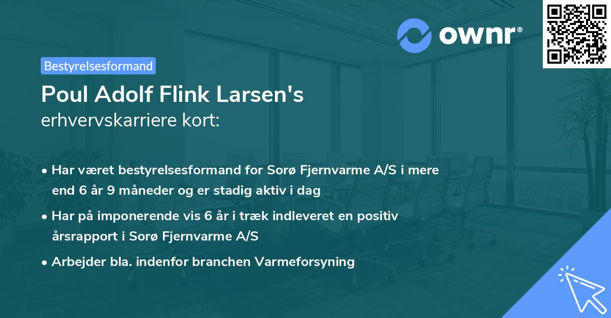 Poul Adolf Flink Larsen's erhvervskarriere kort