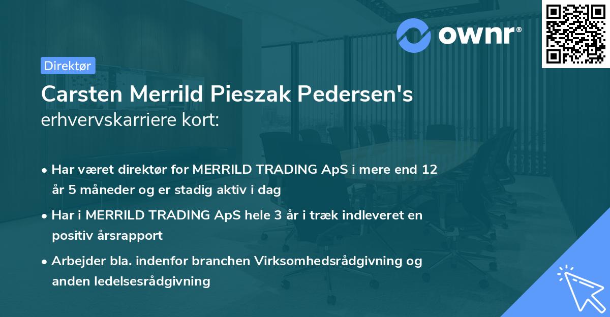 Carsten Merrild Pieszak Pedersen's erhvervskarriere kort