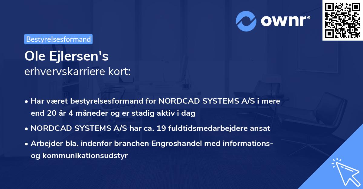 Ole Ejlersen's erhvervskarriere kort