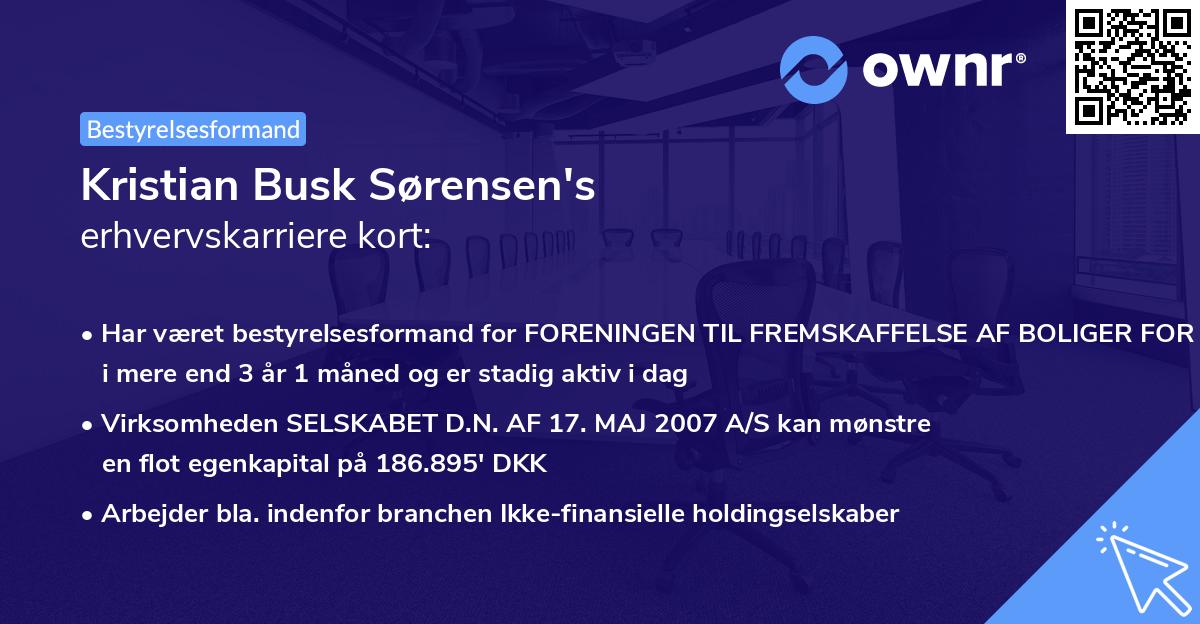 Kristian Busk Sørensen's erhvervskarriere kort