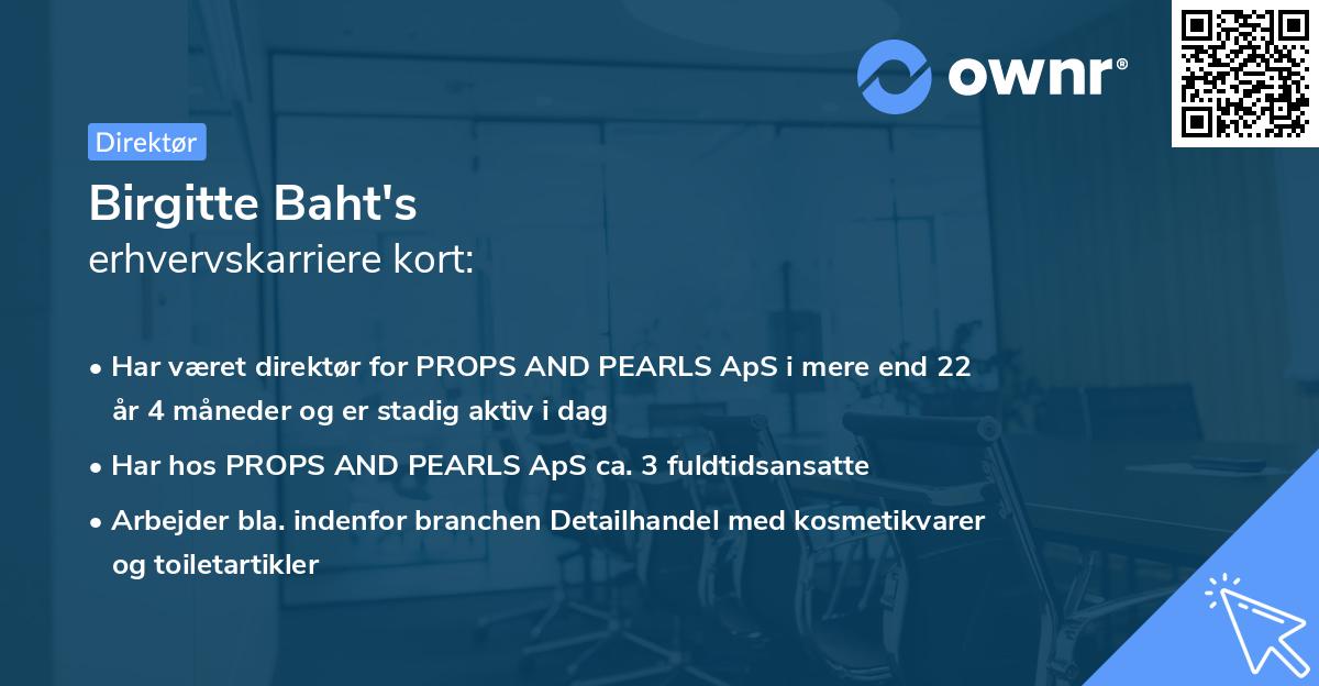 Birgitte Baht's erhvervskarriere kort