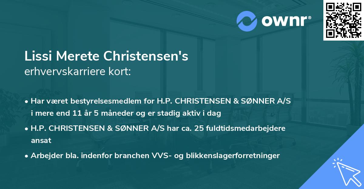 Lissi Merete Christensen's erhvervskarriere kort