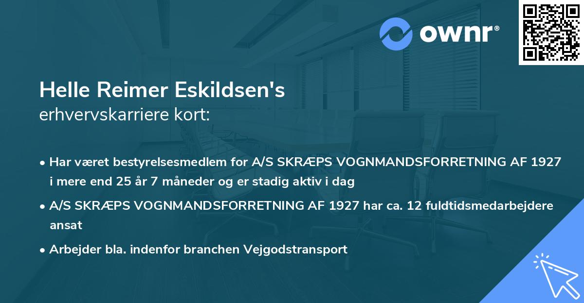 Helle Reimer Eskildsen's erhvervskarriere kort