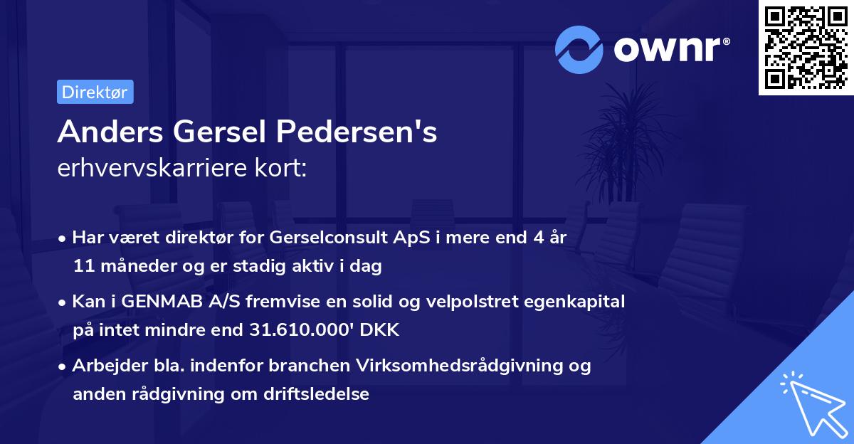 Anders Gersel Pedersen's erhvervskarriere kort