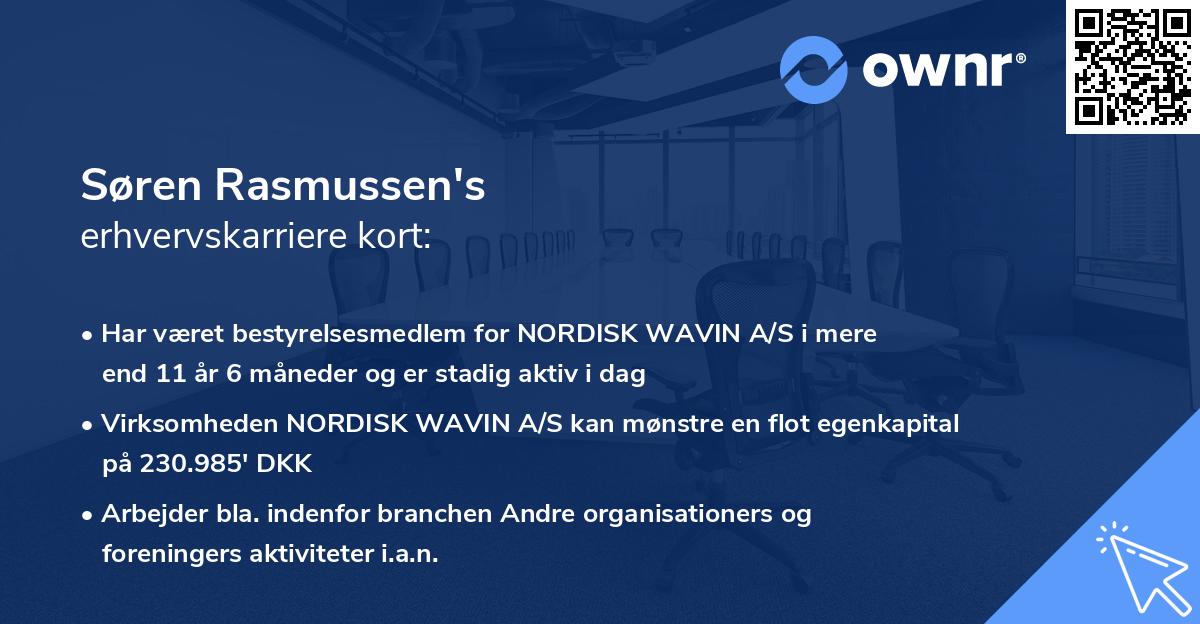 Søren Rasmussen's erhvervskarriere kort
