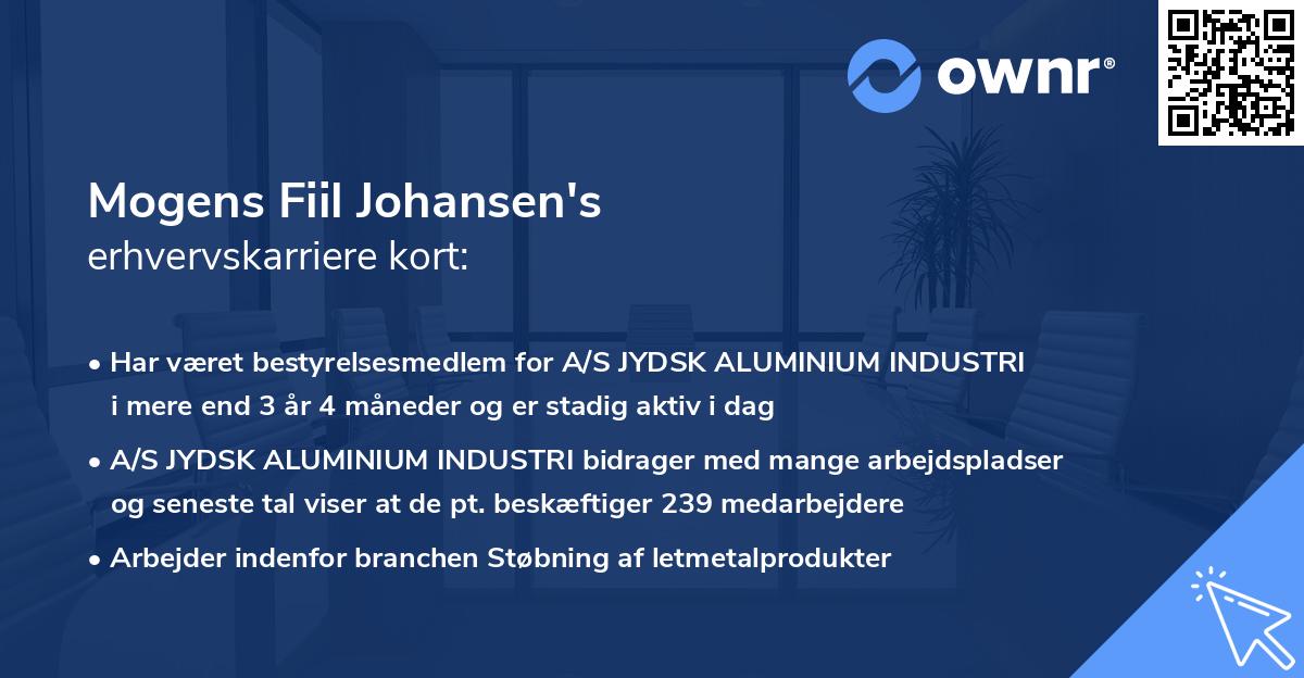 Mogens Fiil Johansen's erhvervskarriere kort