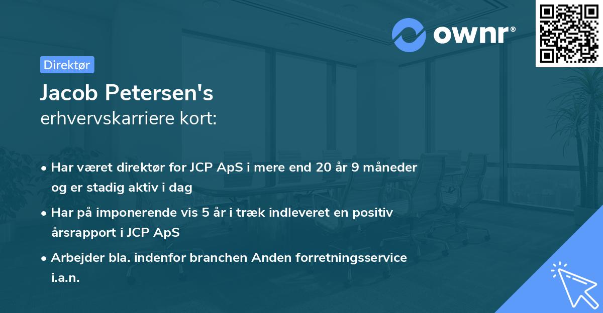 Jacob Petersen's erhvervskarriere kort