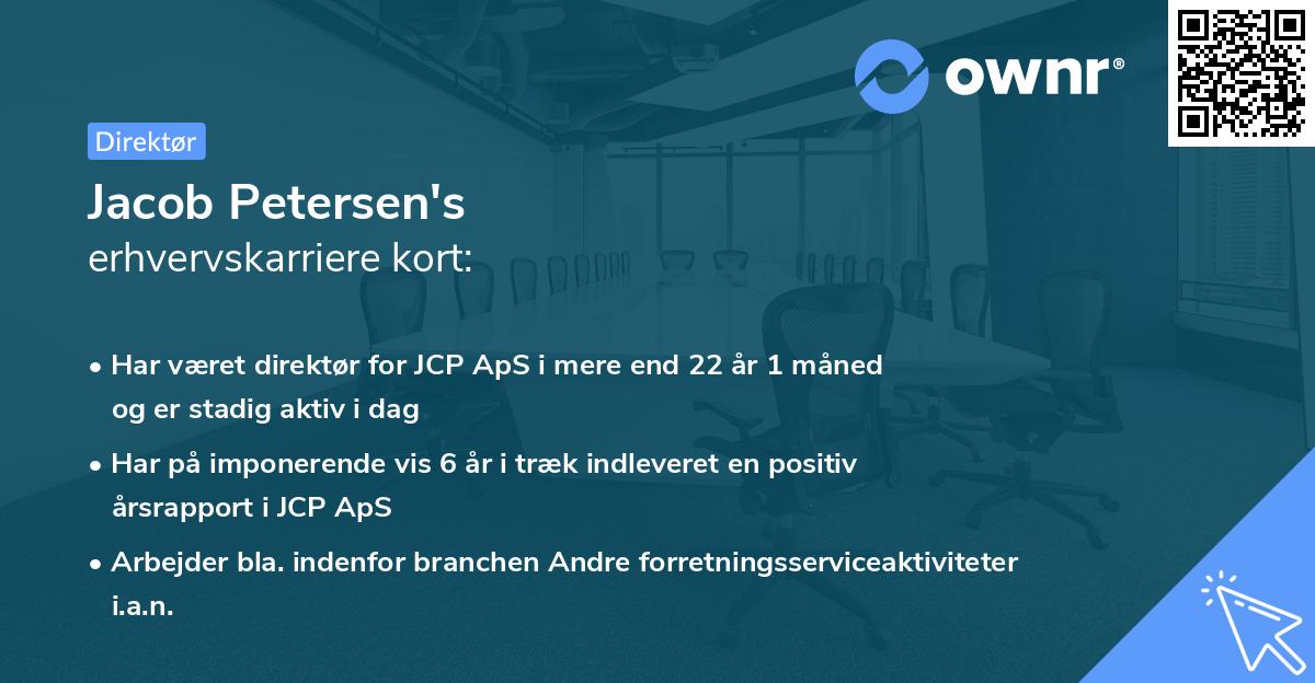 Jacob Petersen's erhvervskarriere kort