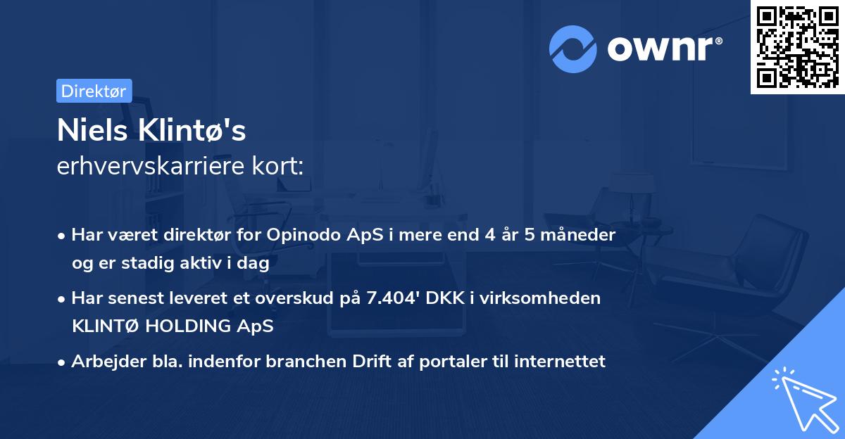 Niels Klintø's erhvervskarriere kort