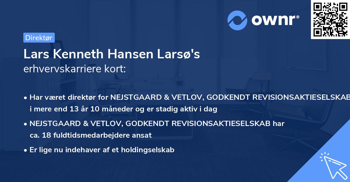 Lars Kenneth Hansen Larsø's erhvervskarriere kort