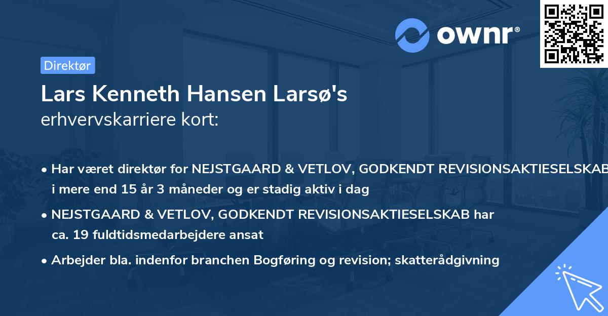 Lars Kenneth Hansen Larsø's erhvervskarriere kort
