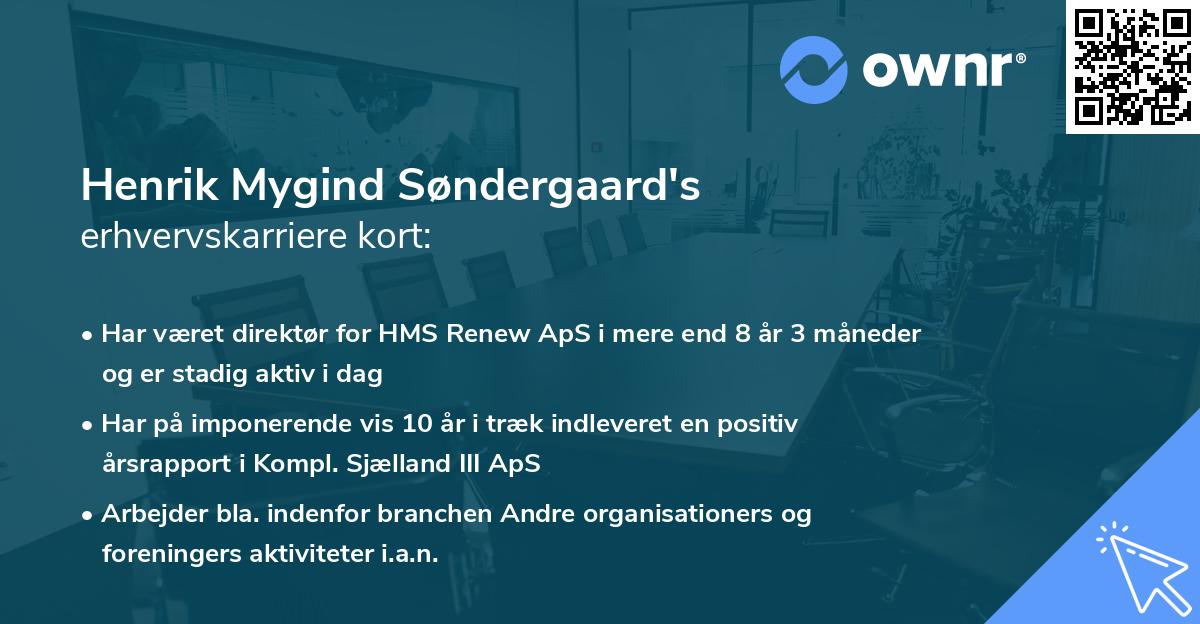Henrik Mygind Søndergaard's erhvervskarriere kort