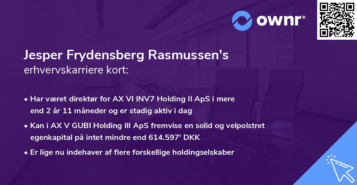 Jesper Frydensberg Rasmussen's erhvervskarriere kort