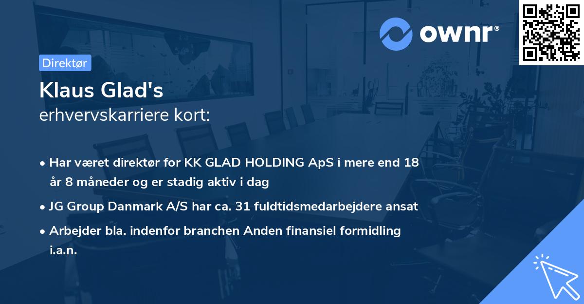 Klaus Glad's erhvervskarriere kort