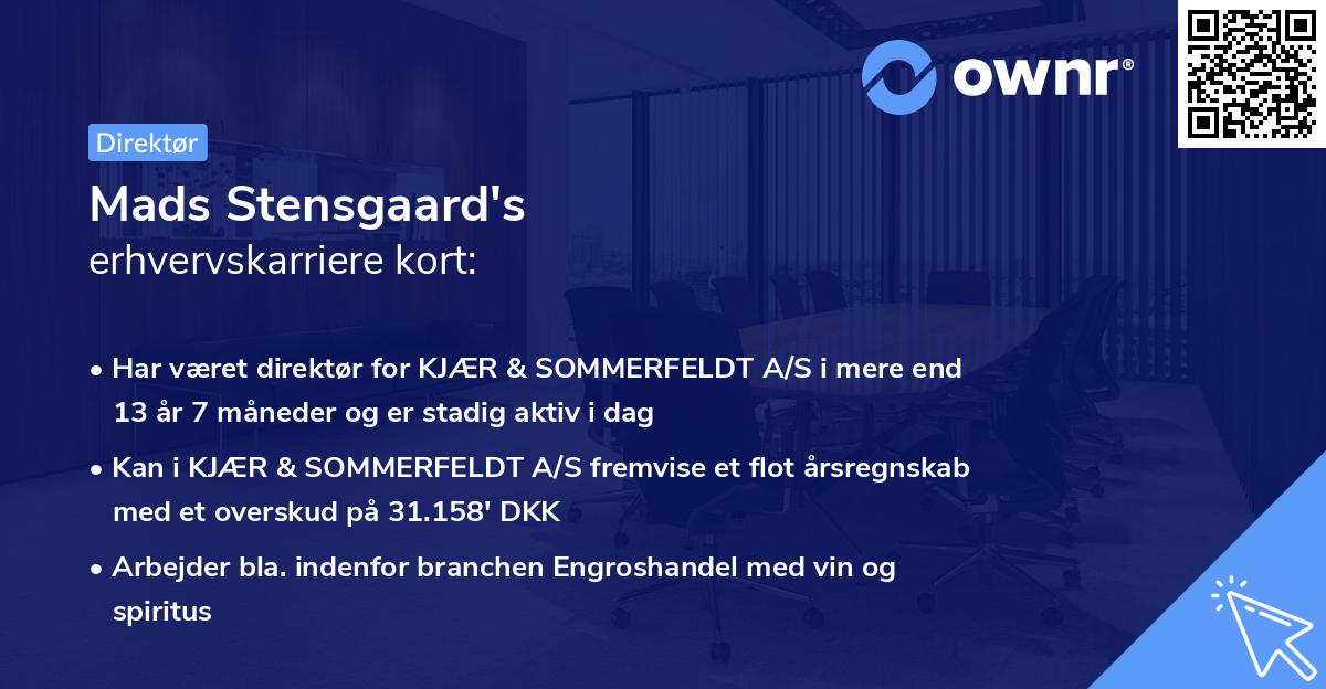 Mads Stensgaard's erhvervskarriere kort