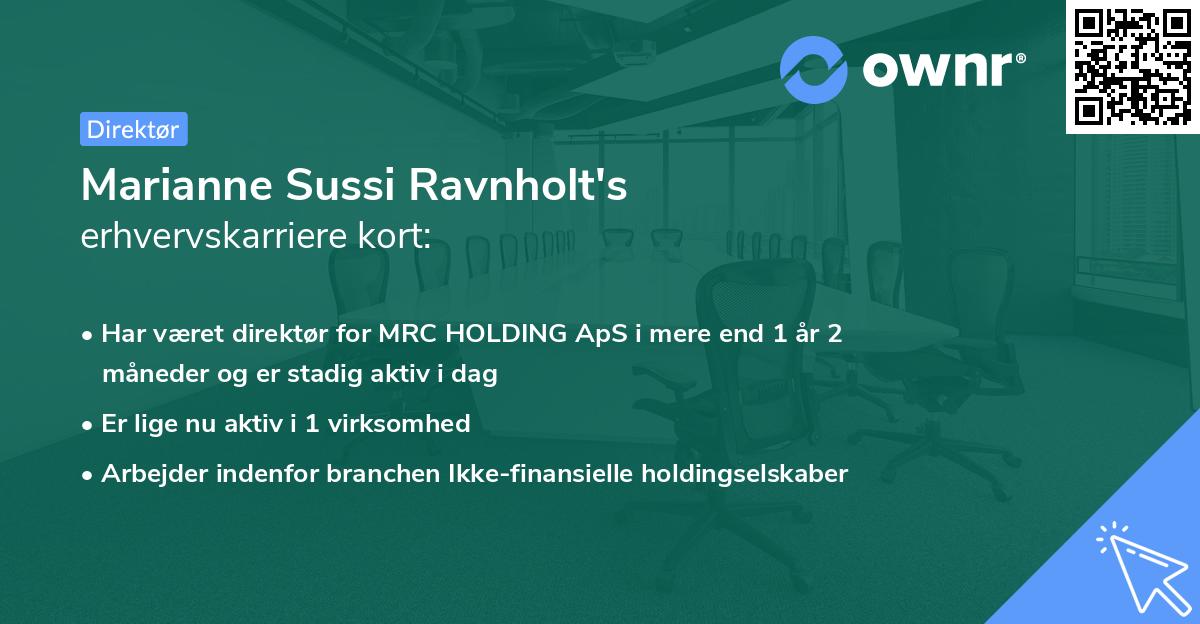 Marianne Sussi Ravnholt's erhvervskarriere kort