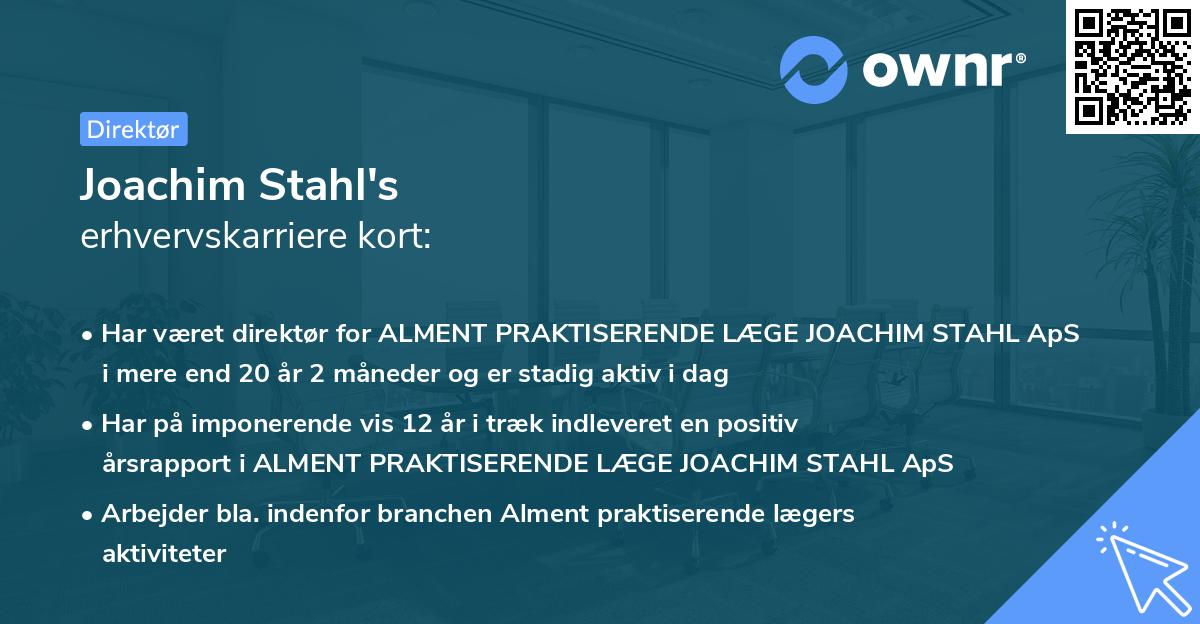 Joachim Stahl's erhvervskarriere kort