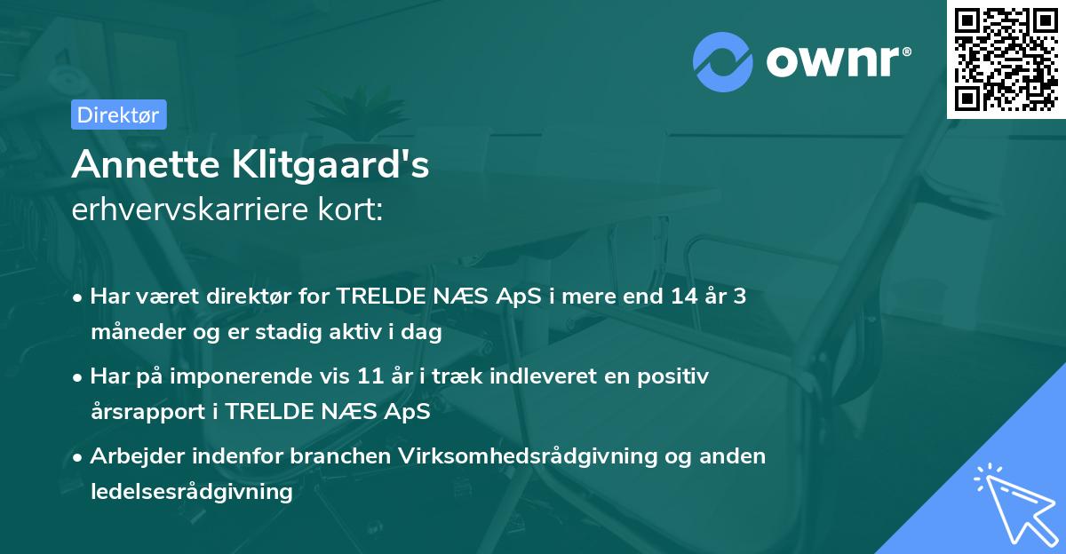 Annette Klitgaard's erhvervskarriere kort
